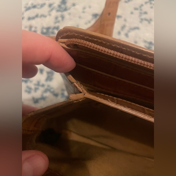 Brown Leather Chestnut Embossed Crossbody Pocketbook by Etienne Aigner - Picture 13 of 13